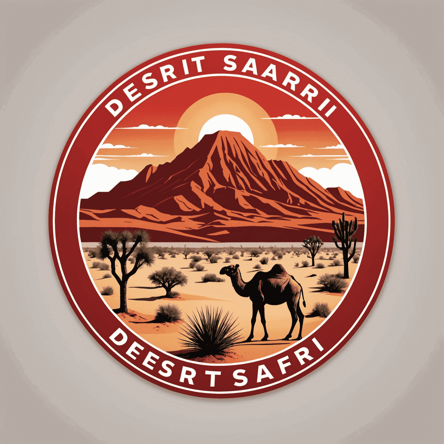 DesertSafari logo in red and white colors