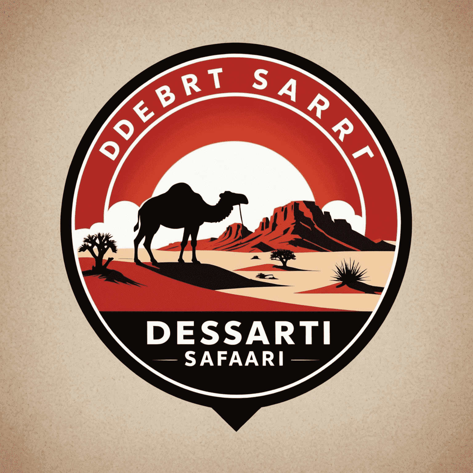 DesertSafari logo in red and white colors